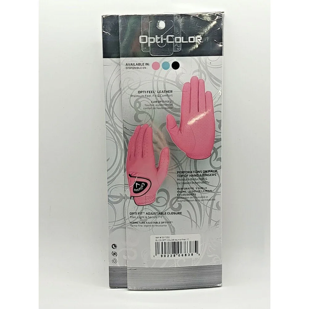 Callaway Opti Color PINK Golf Glove for Left Handed Women's - M REG- NEW